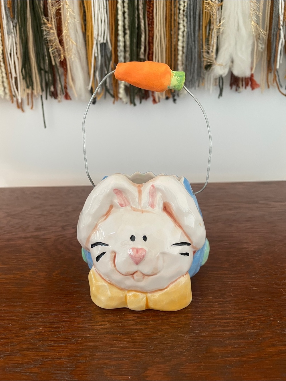 Adorable bunny mini ceramic basket